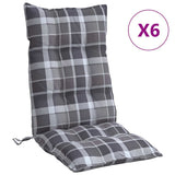 Coussins de chaise à dossier haut lot de 6 motif carreaux gris