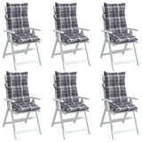 Coussins de chaise à dossier haut lot de 6 motif carreaux gris