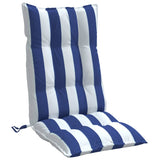 High Back Chair Cushions Set of 2 Blue/White Stripes