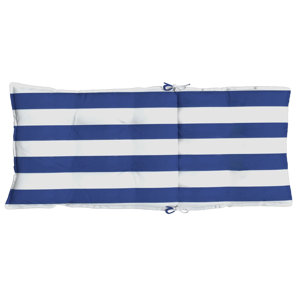 High Back Chair Cushions Set of 2 Blue/White Stripes