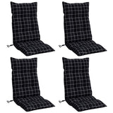 Coussins de chaise à dossier haut lot de 4 motif carreaux noir