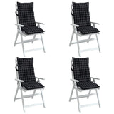 Coussins de chaise à dossier haut lot de 4 motif carreaux noir