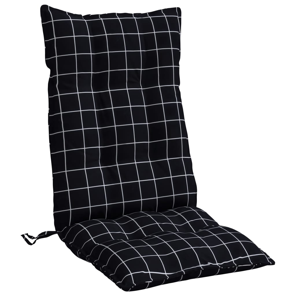 Coussins de chaise à dossier haut lot de 4 motif carreaux noir