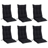 Coussins de chaise à dossier haut lot de 6 motif carreaux noir