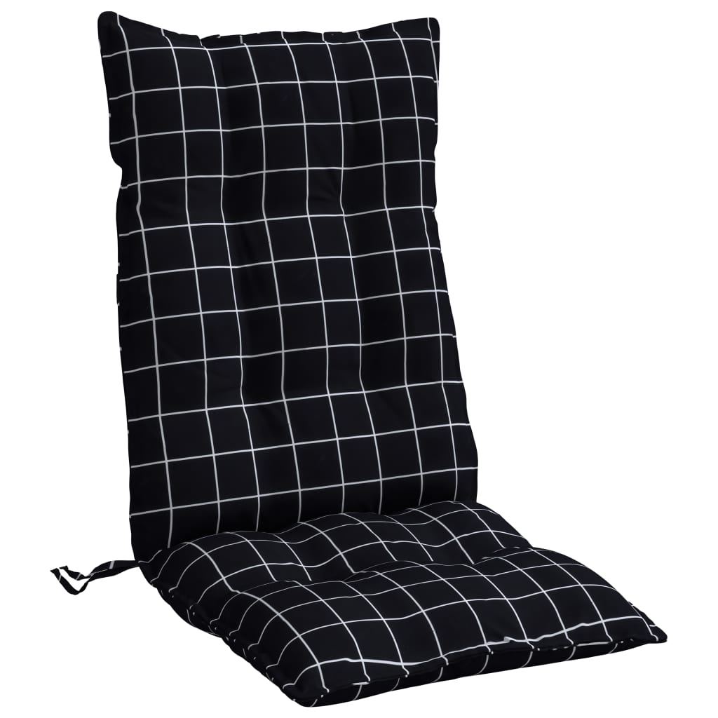 Coussins de chaise à dossier haut lot de 6 motif carreaux noir