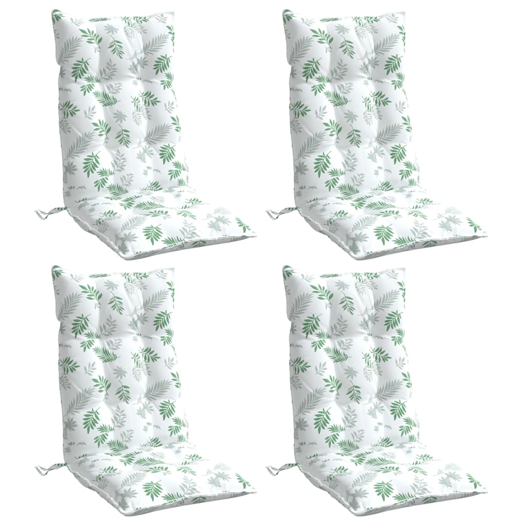 Coussins de chaise à dossier haut lot de 4 modèle de feuille