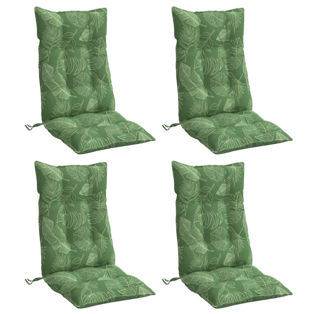 Coussins de chaise à dossier haut lot de 4 modèle de feuille