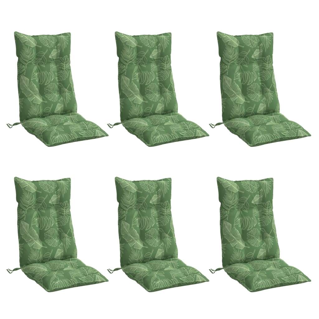 Coussins de chaise à dossier haut lot de 6 modèle de feuille