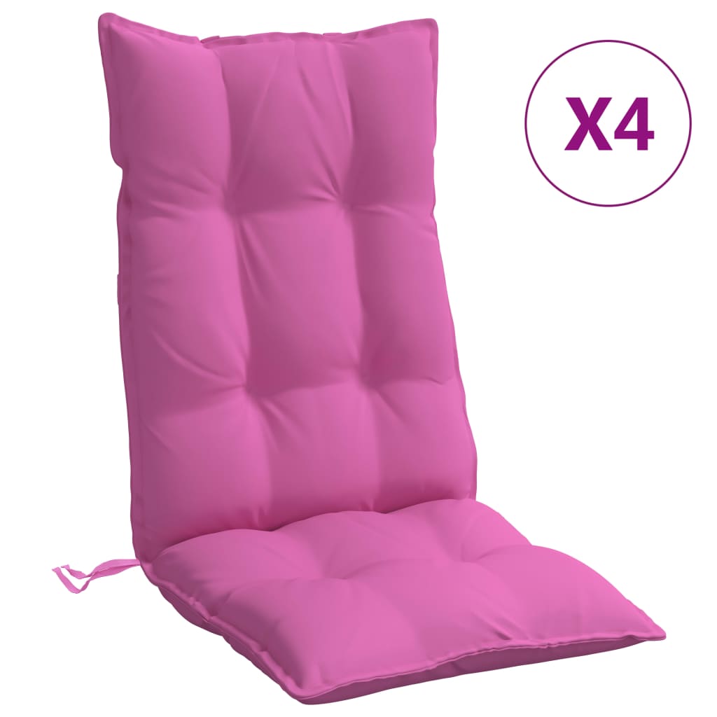 Coussins de chaise à dossier haut lot de 4 rose tissu oxford