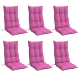 High Back Chair Cushions Set of 6 Pink Oxford Fabric