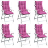 High Back Chair Cushions Set of 6 Pink Oxford Fabric