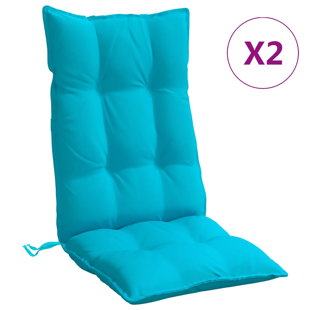 High Back Chair Cushions Set of 2 Turquoise