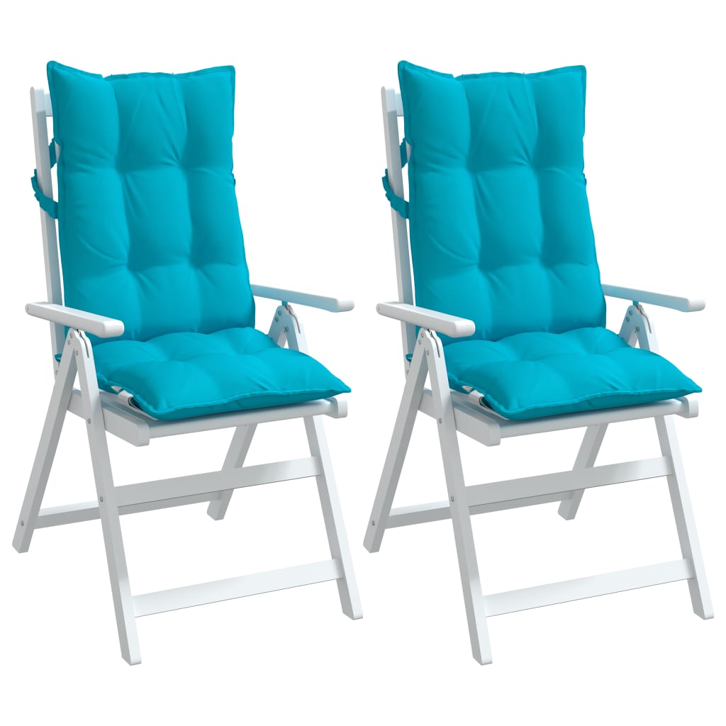 High Back Chair Cushions Set of 2 Turquoise