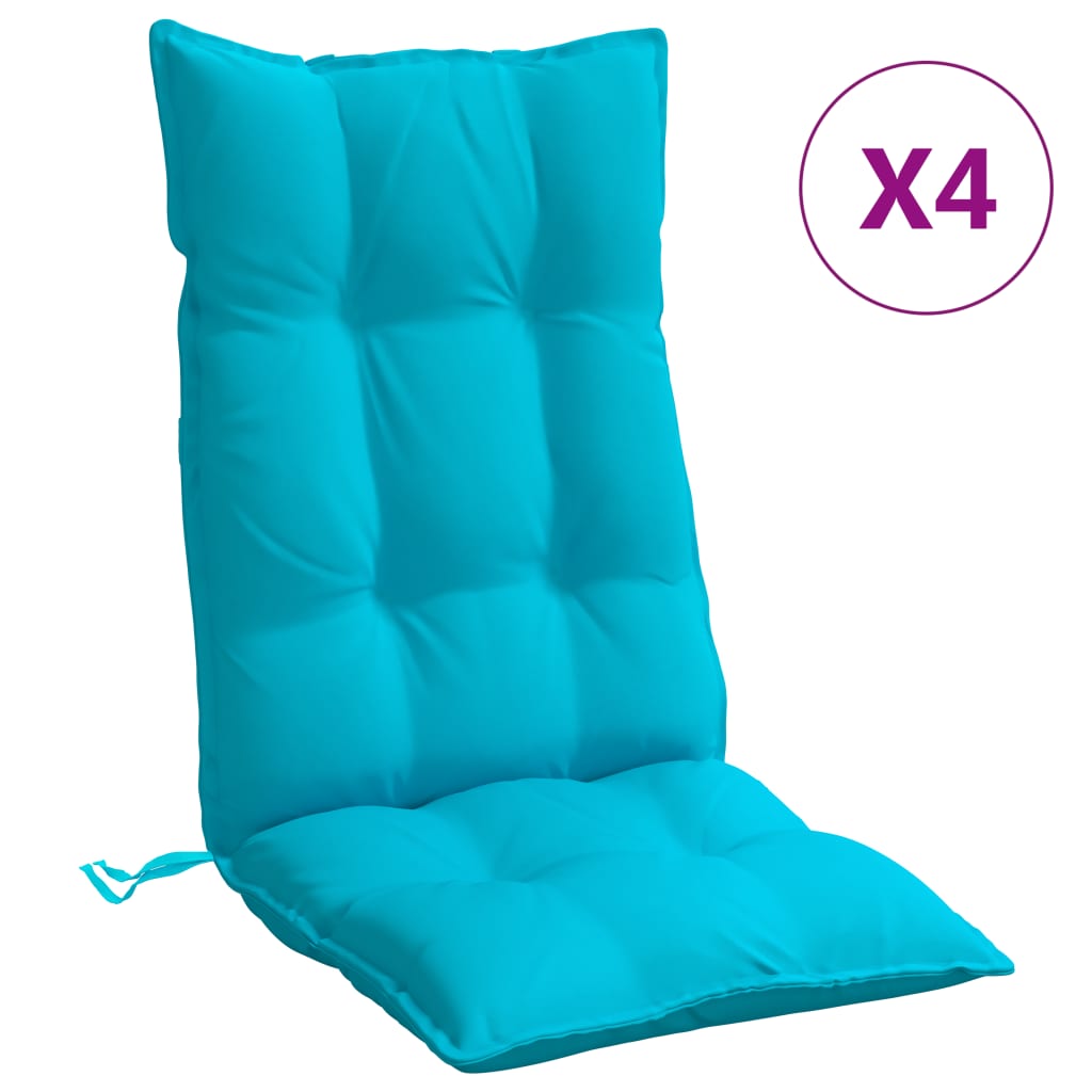 Coussins de chaise à dossier haut lot de 4 turquoise