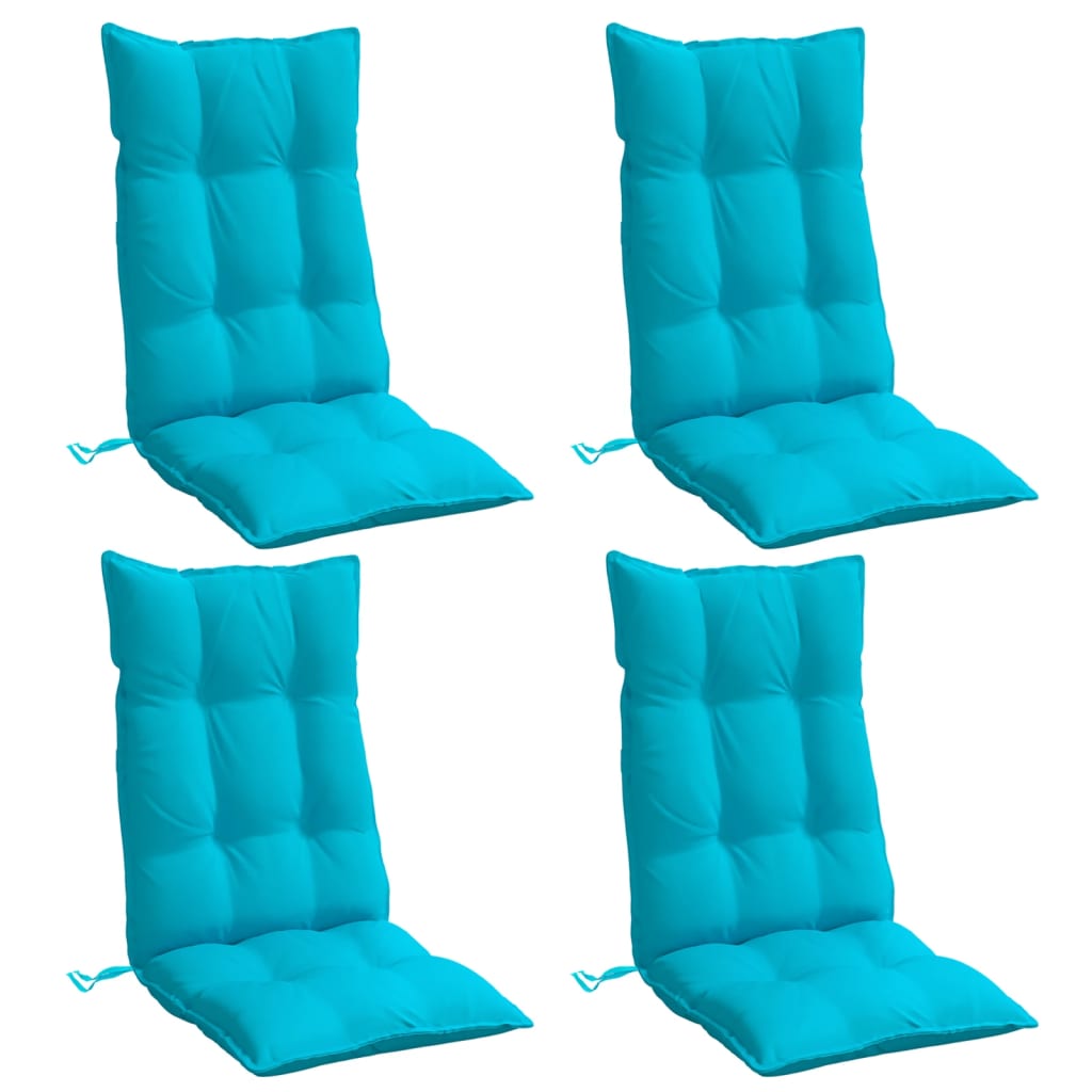 Coussins de chaise à dossier haut lot de 4 turquoise