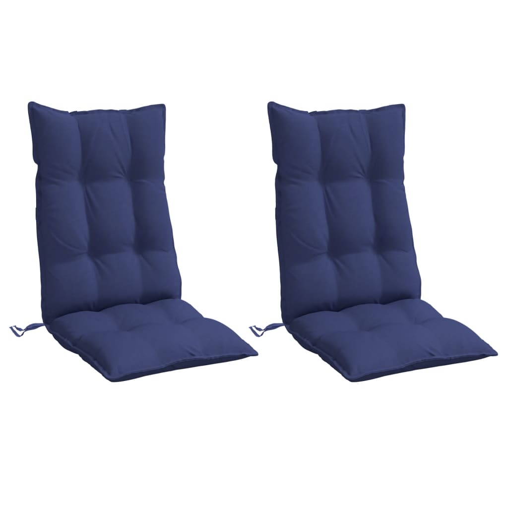 Coussins de chaise à dossier haut lot de 2 bleu marine