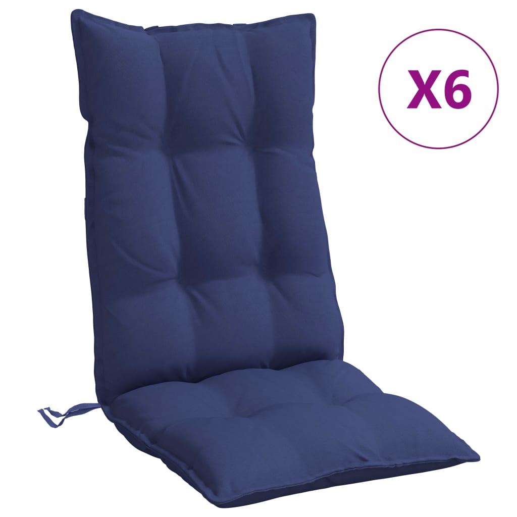 Coussins de chaise à dossier haut lot de 6 bleu marine