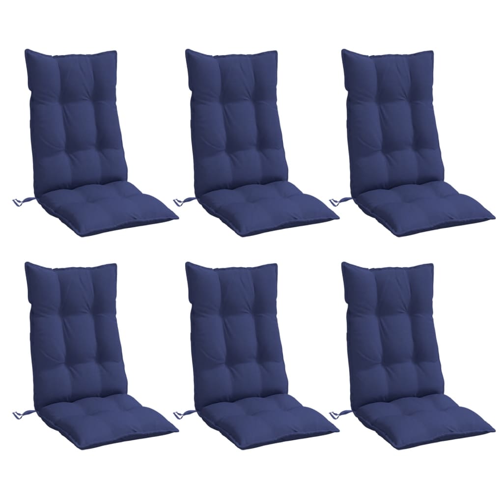 Coussins de chaise à dossier haut lot de 6 bleu marine