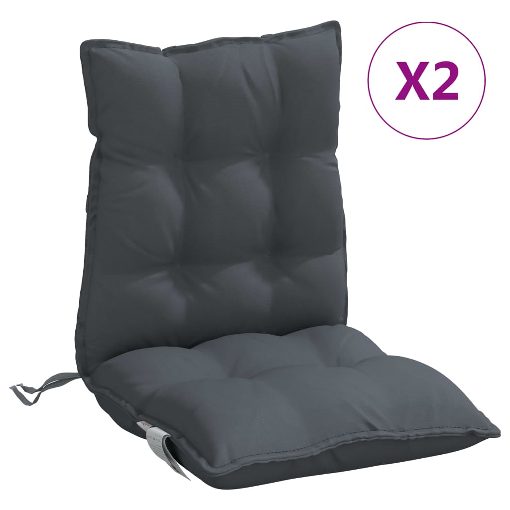 Coussins de chaise à dossier bas lot de 2 anthracite