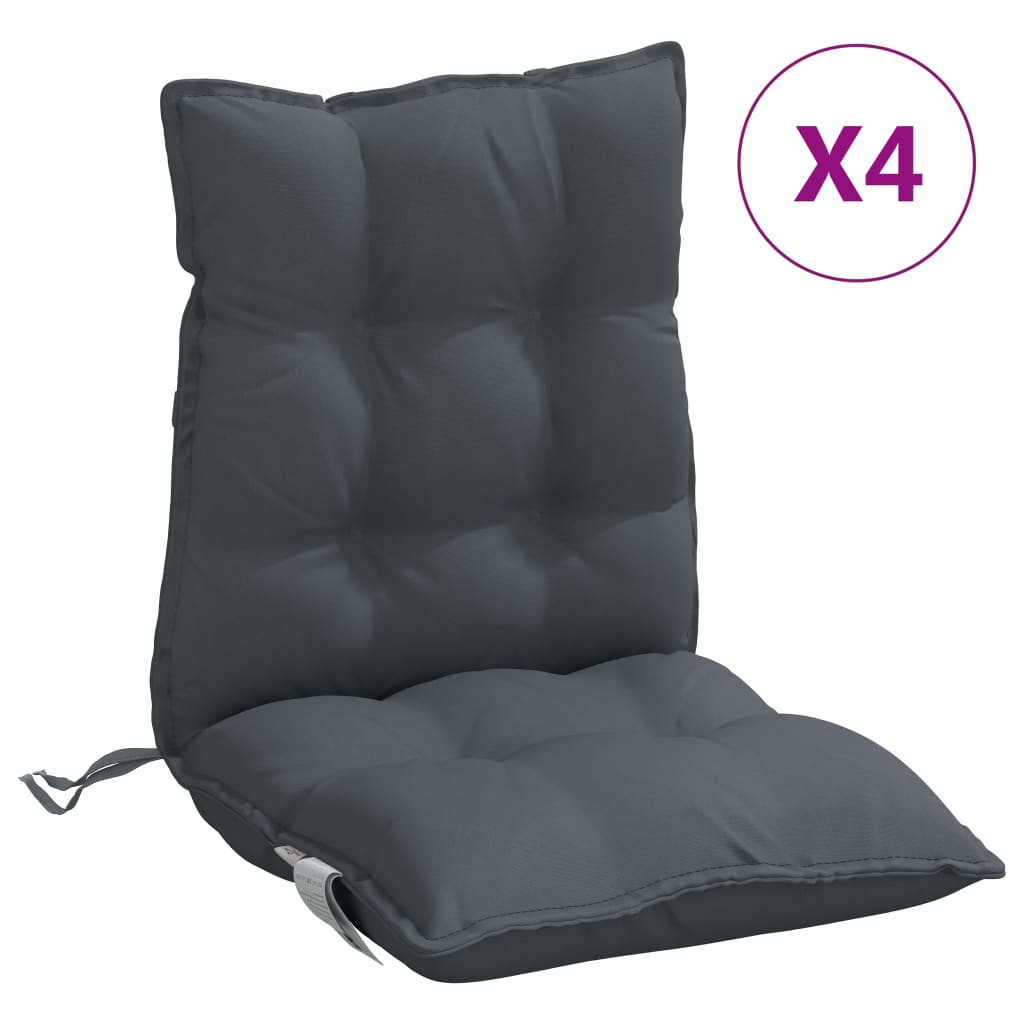 Coussins de chaise à dossier bas lot de 4 anthracite