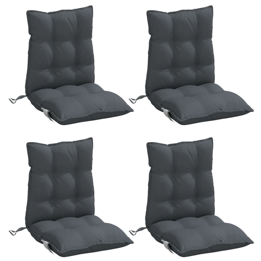 Coussins de chaise à dossier bas lot de 4 anthracite