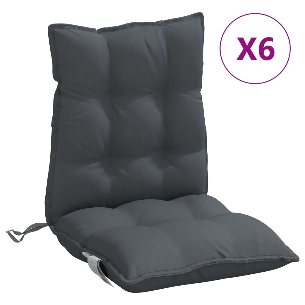 Coussins de chaise à dossier bas lot de 6 anthracite