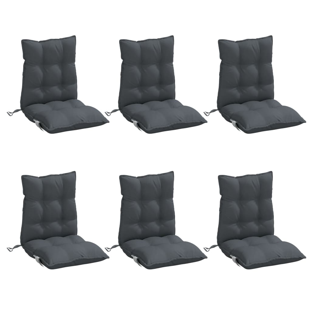 Coussins de chaise à dossier bas lot de 6 anthracite