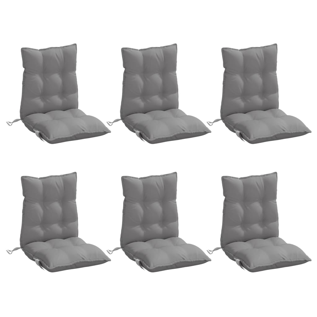 Coussins de chaise à dossier bas lot de 6 gris tissu oxford