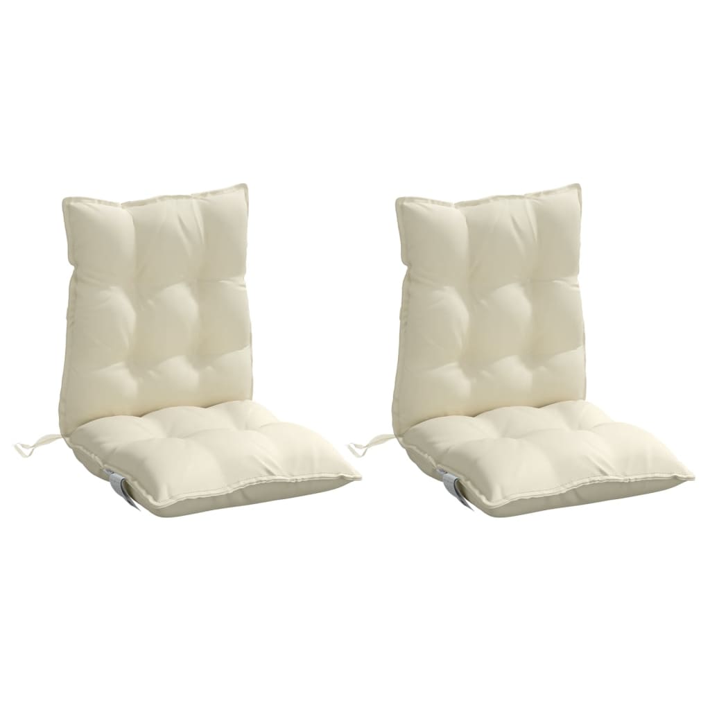 Coussins de chaise à dossier bas lot de 2 crème tissu oxford