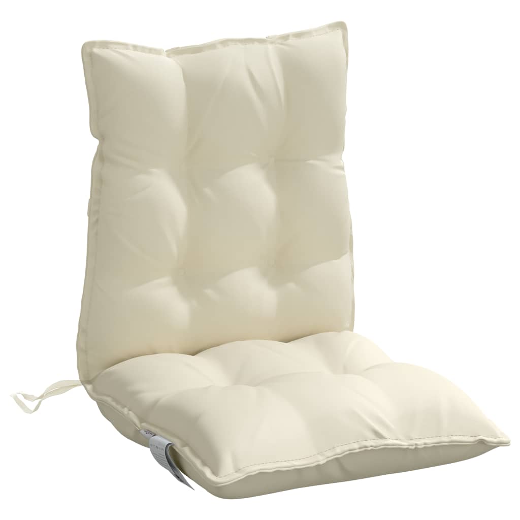 Coussins de chaise à dossier bas lot de 2 crème tissu oxford