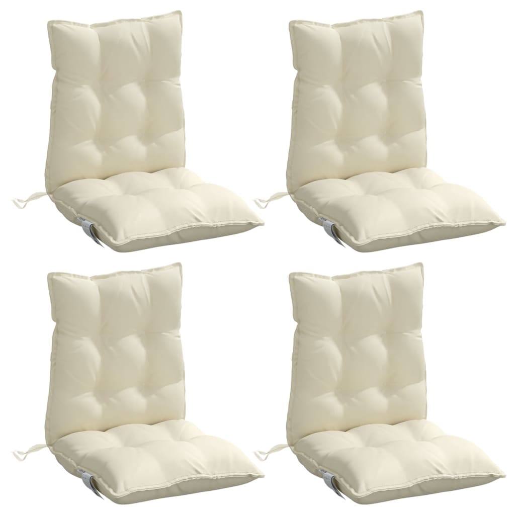 Coussins de chaise à dossier bas lot de 4 crème tissu oxford