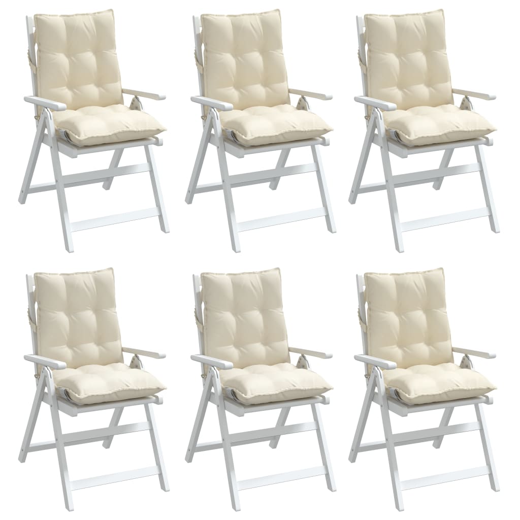 Coussins de chaise à dossier bas lot de 6 crème tissu oxford