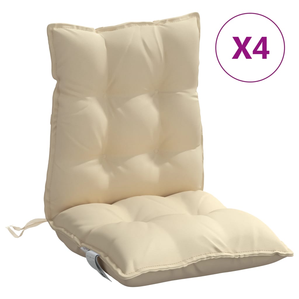 Coussins de chaise à dossier bas lot de 4 beige tissu oxford