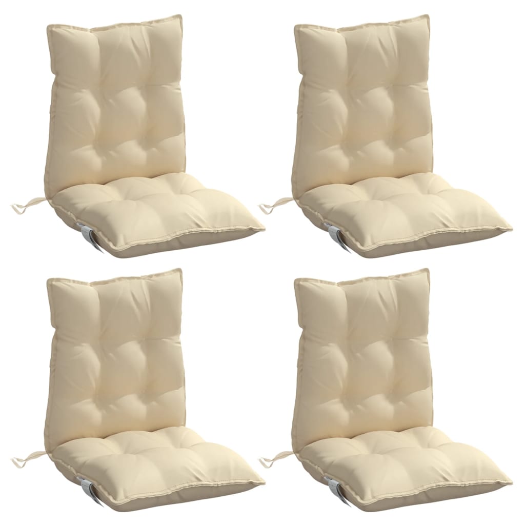 Coussins de chaise à dossier bas lot de 4 beige tissu oxford