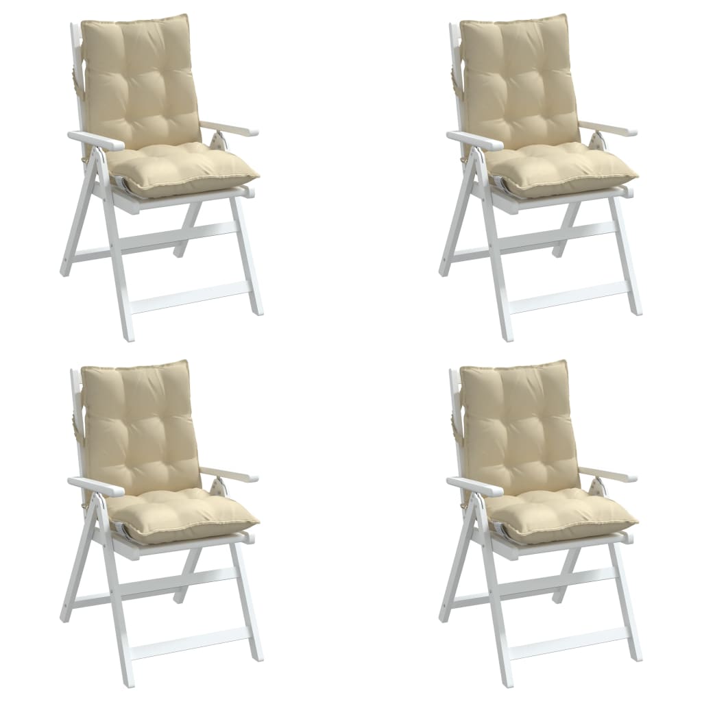 Coussins de chaise à dossier bas lot de 4 beige tissu oxford