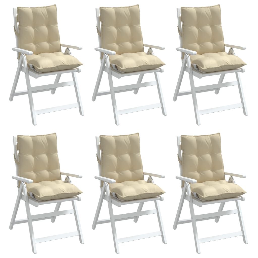 Coussins de chaise à dossier bas lot de 6 beige tissu oxford