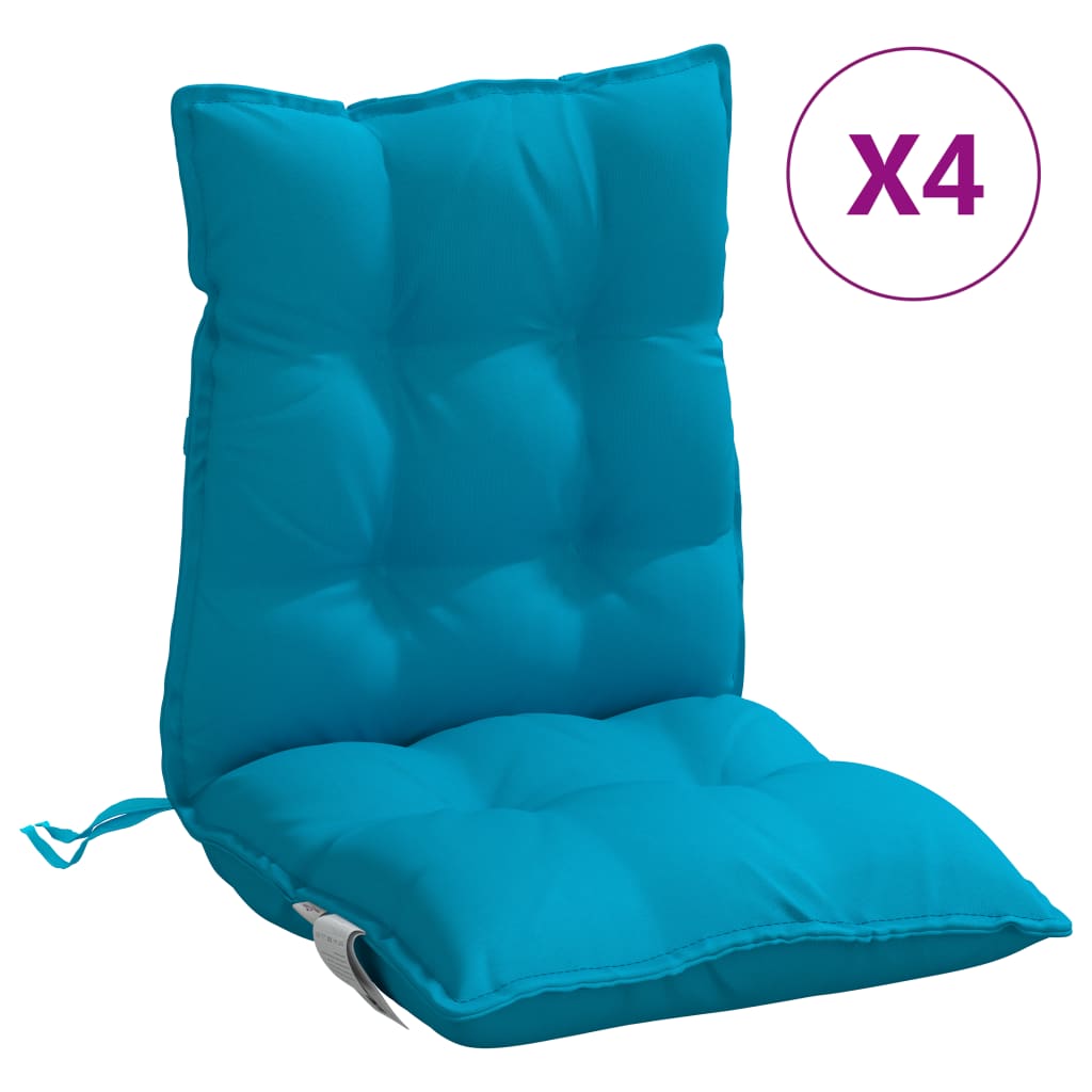 Coussins de chaise à dossier bas lot de 4 bleu clair