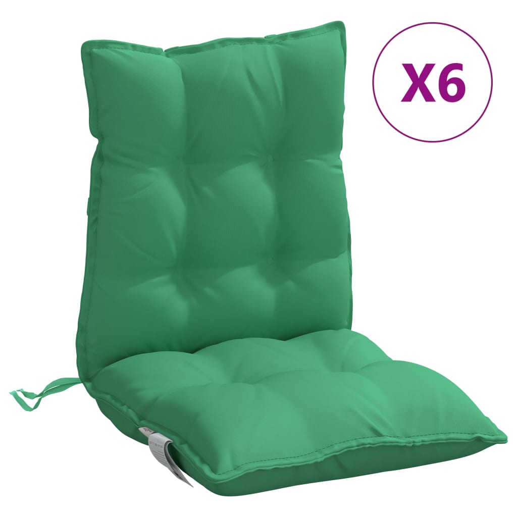 Coussins de chaise à dossier bas lot de 6 vert tissu oxford