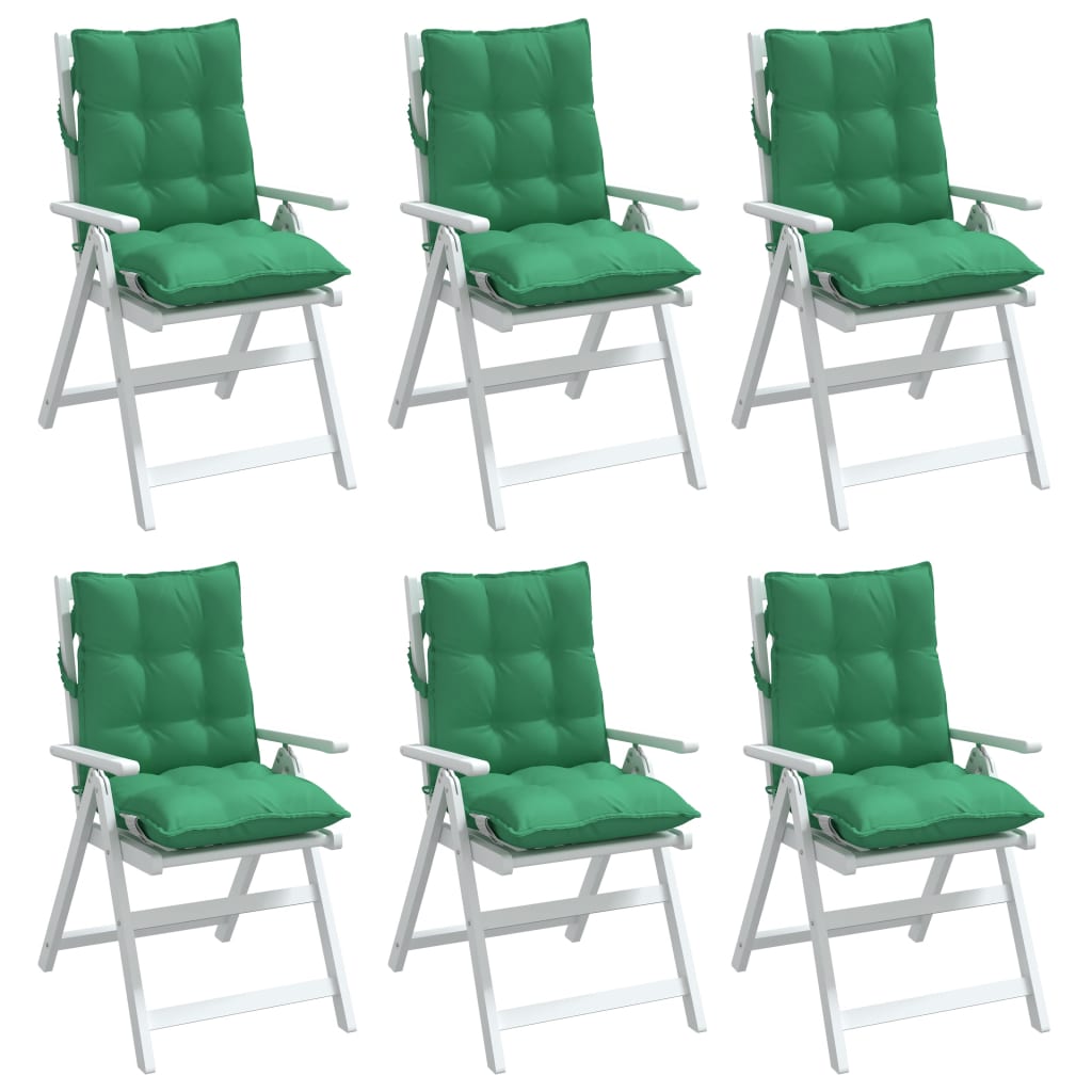 Coussins de chaise à dossier bas lot de 6 vert tissu oxford