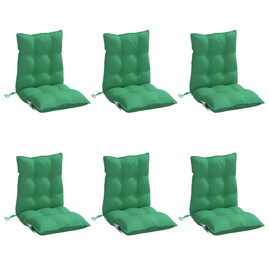 Coussins de chaise à dossier bas lot de 6 vert tissu oxford