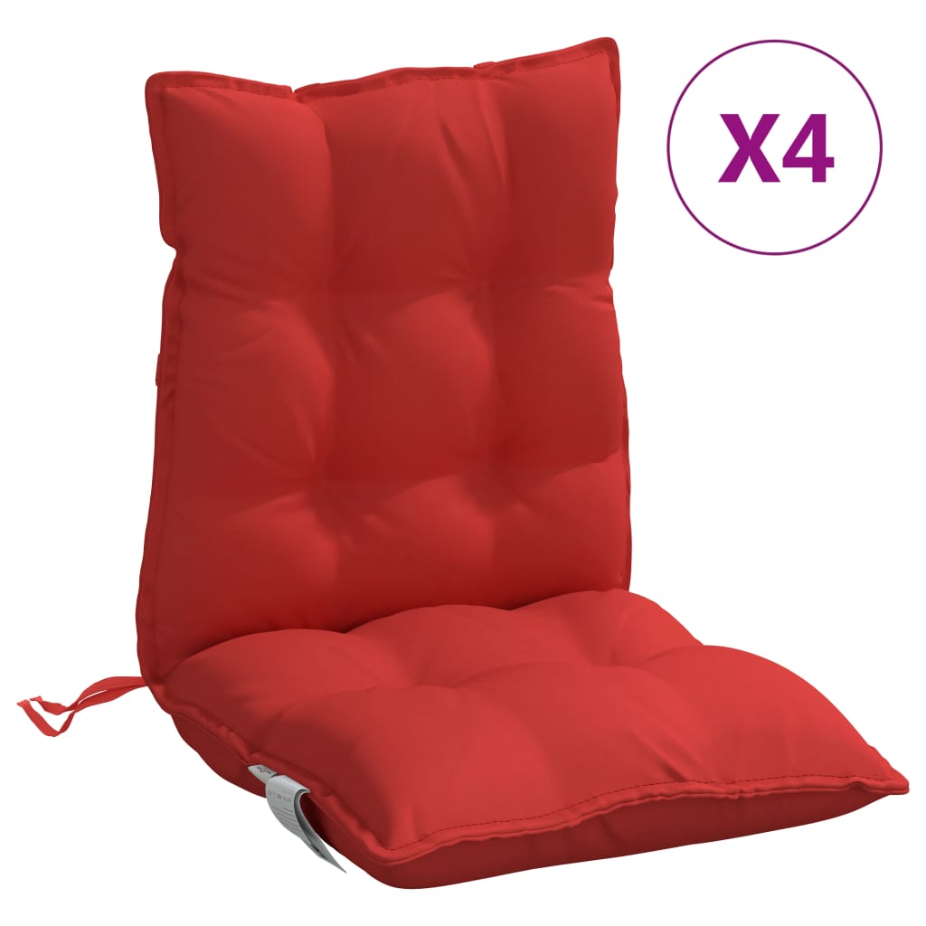 Coussins de chaise à dossier bas lot de 4 rouge tissu oxford