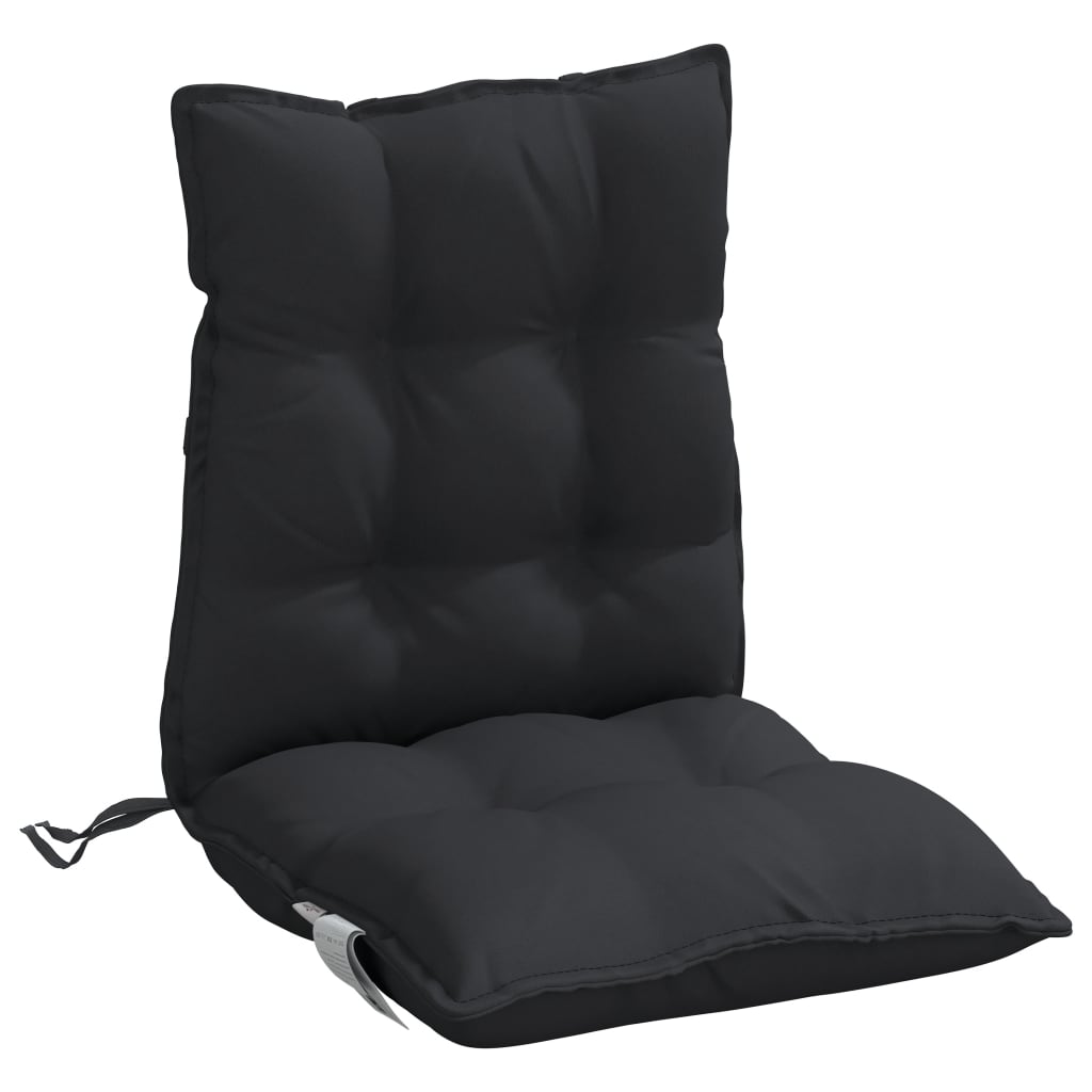 Coussins de chaise à dossier bas lot de 2 noir tissu oxford