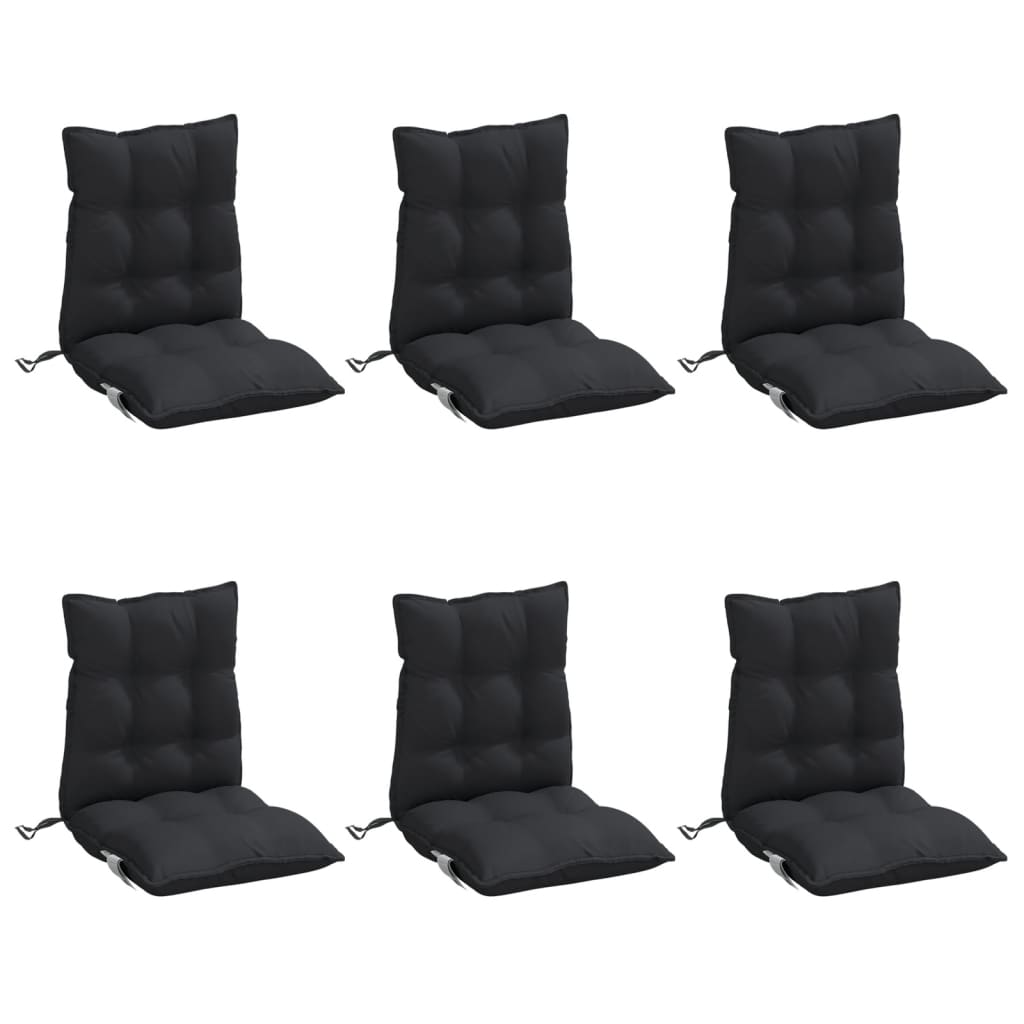 Coussins de chaise à dossier bas lot de 6 noir tissu oxford