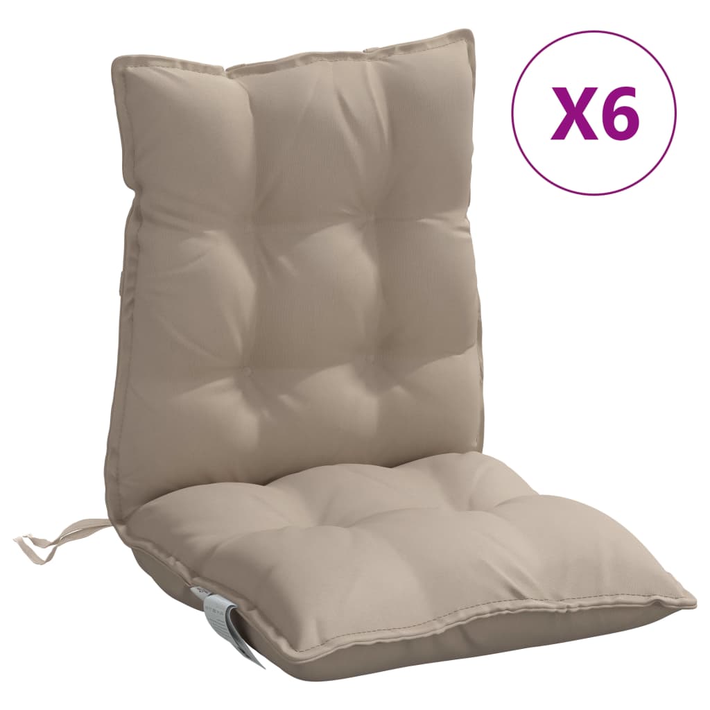 Coussins de chaise à dossier bas lot de 6 taupe tissu oxford