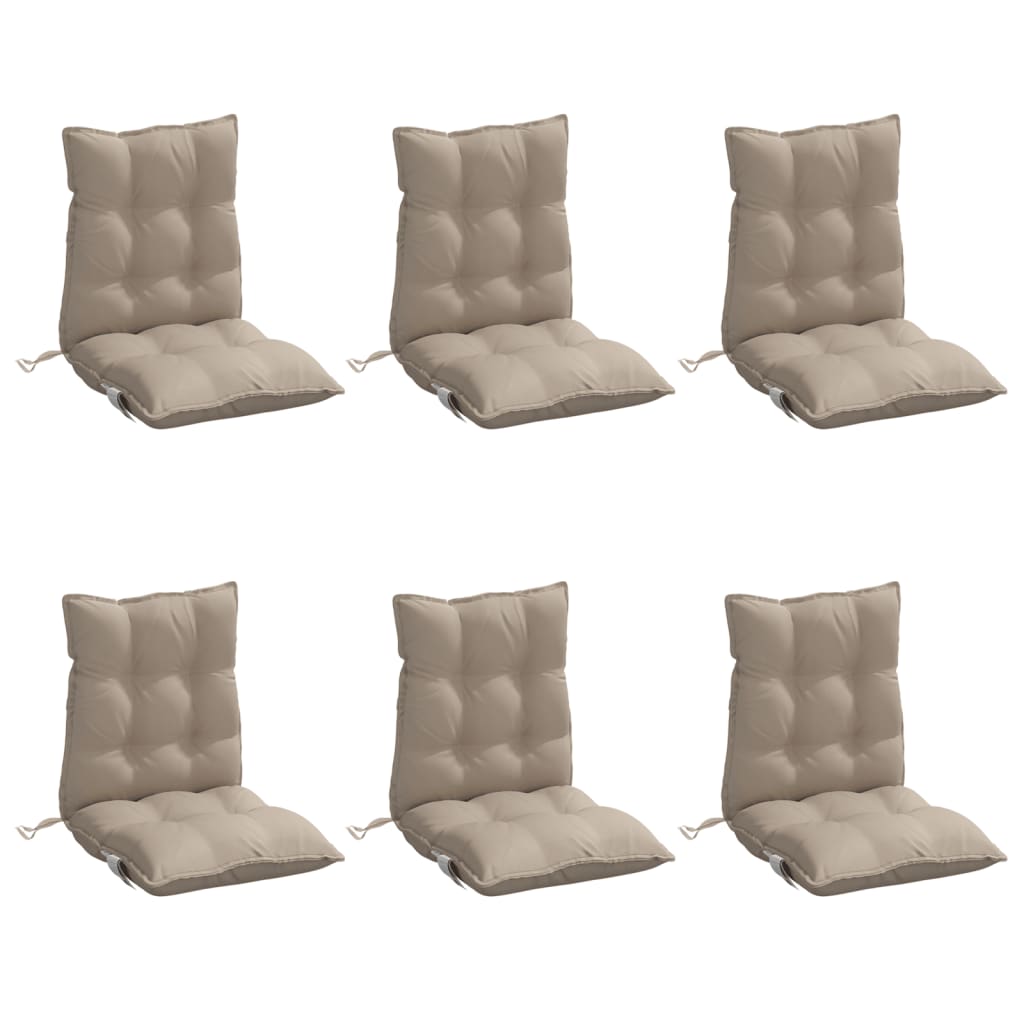 Coussins de chaise à dossier bas lot de 6 taupe tissu oxford