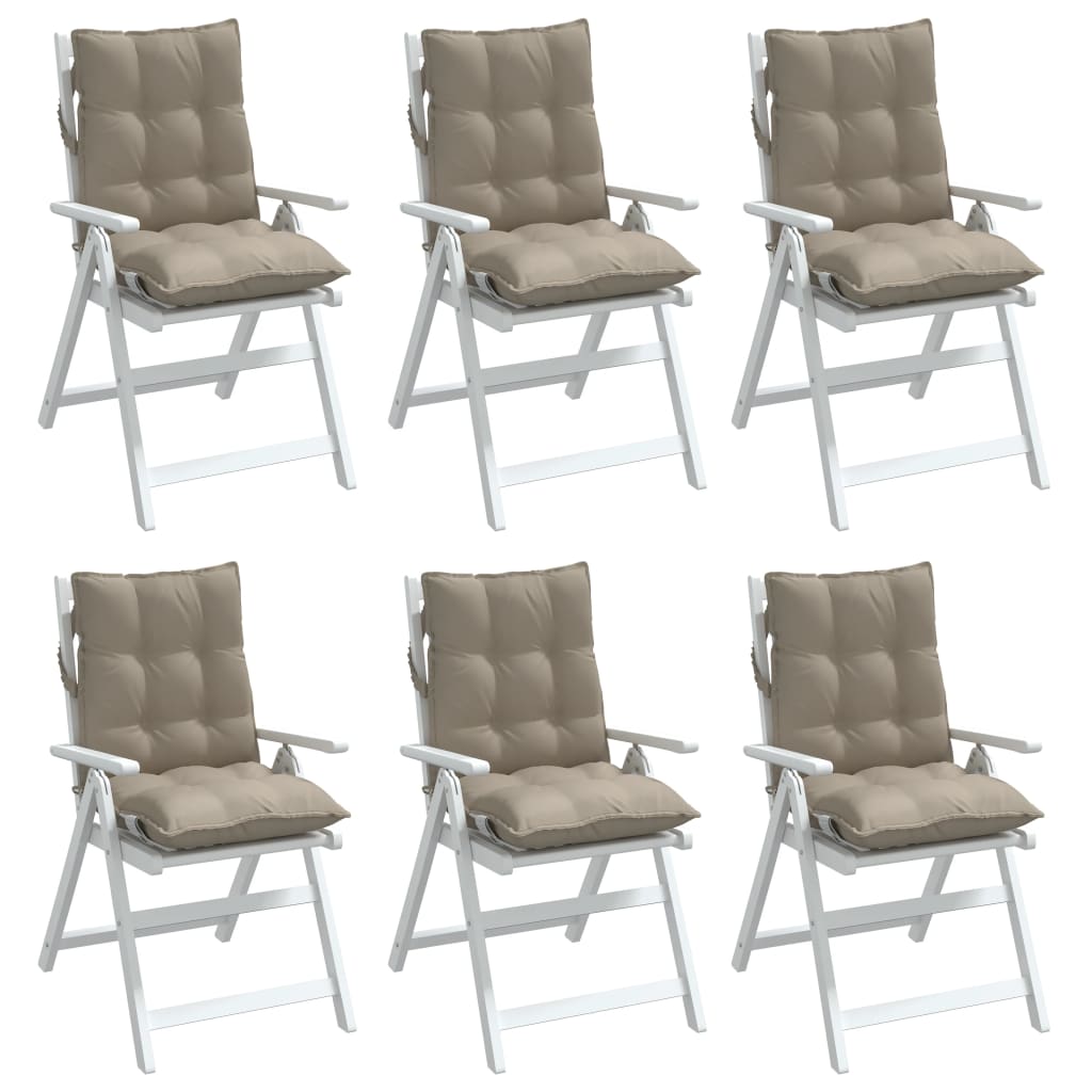 Coussins de chaise à dossier bas lot de 6 taupe tissu oxford