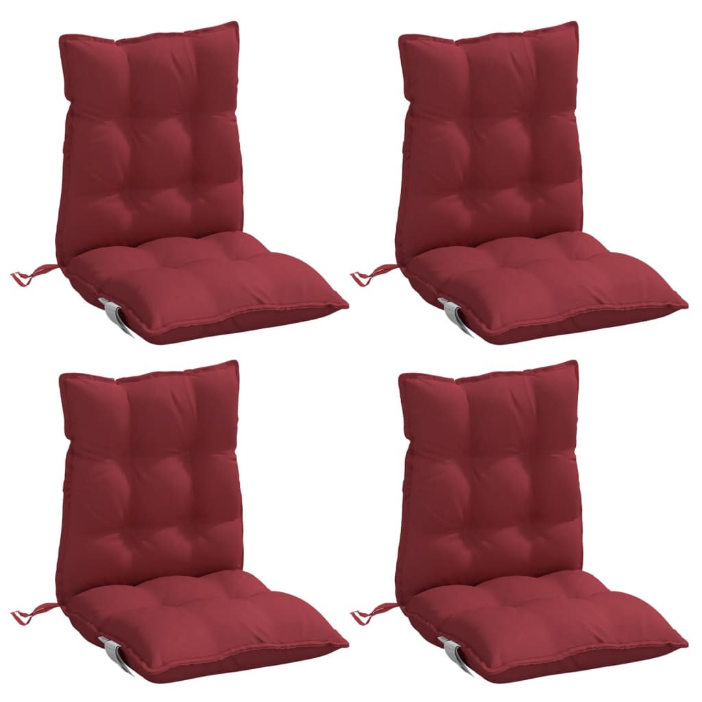 Coussins de chaise à dossier bas lot de 4 rouge bordeaux