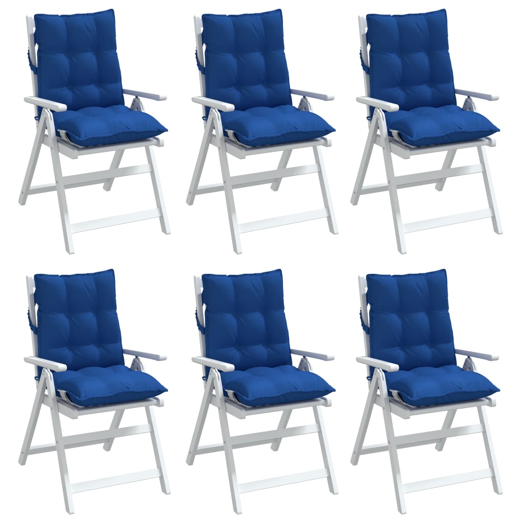 Coussins de chaise à dossier bas lot de 6 bleu royal