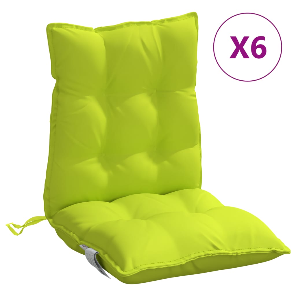 Coussins de chaise à dossier bas lot de 6 vert vif