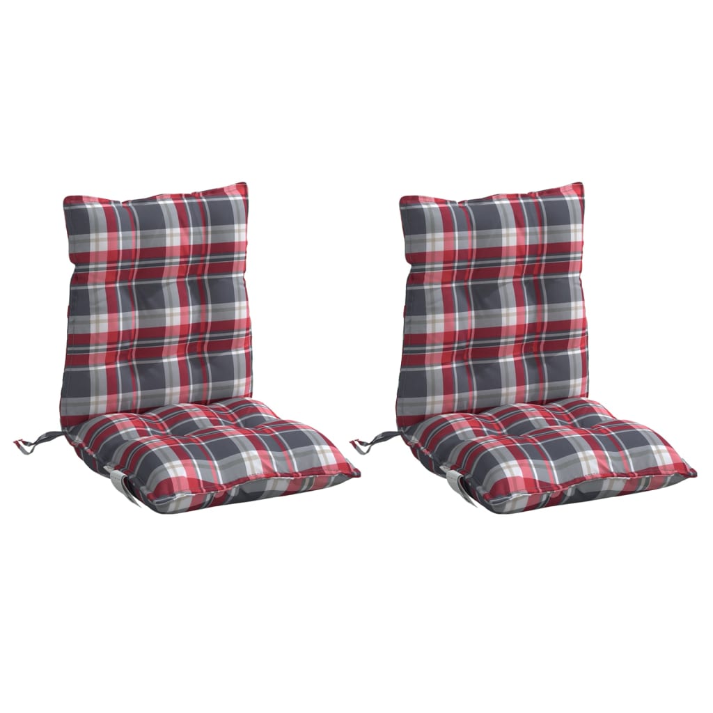 Coussins de chaise à dossier bas lot de 2 motif carreaux rouge